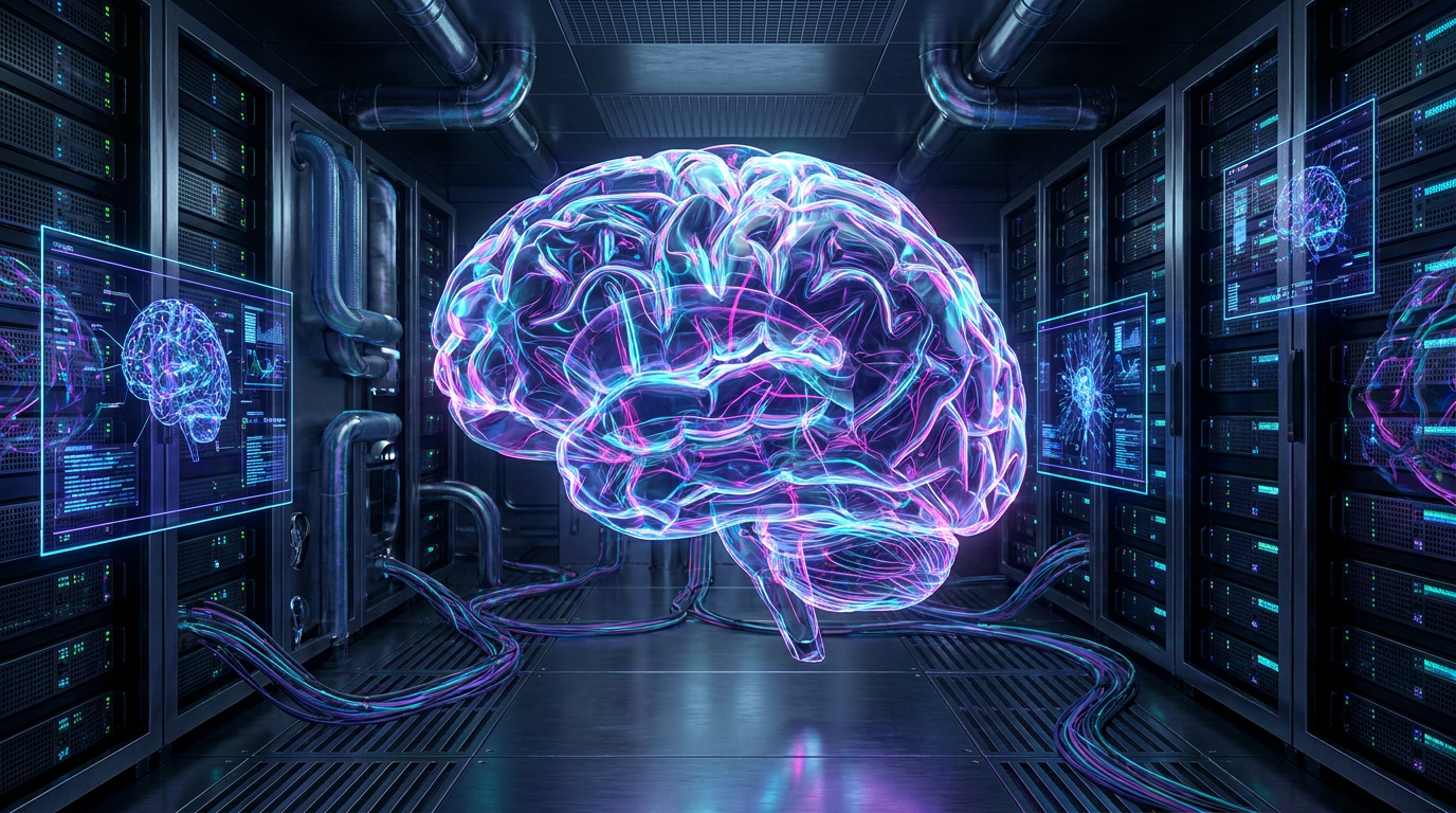 LLM AI Brain Neon
